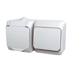 Steckdose + Schalter, Schneider Electric, weiß, IP44, 16 A