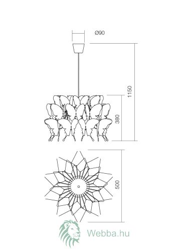 Kronleuchter 1xE27 Schmetterling