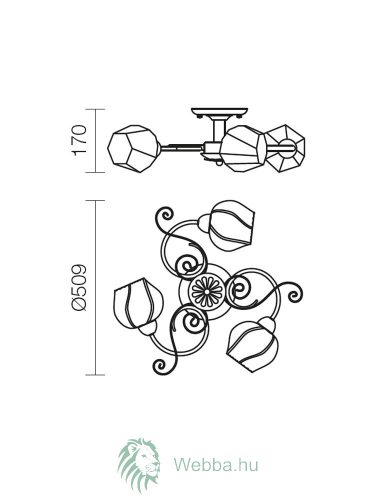 Mennyezeti lámpa Dorothy 3 x E14