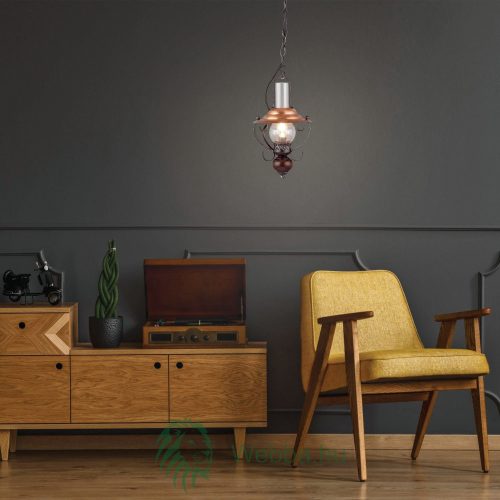 Vecchio Kronleuchter, antik schwarz + braun + kupfer