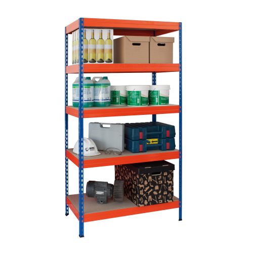 Lagerregal 192 x 100 x 50 cm, orange + blau, 300 kg / Regal