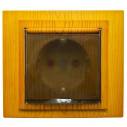   Steckdose mit Abdeckung, Mono Electric Larissa, Kinderschutz, Eiche