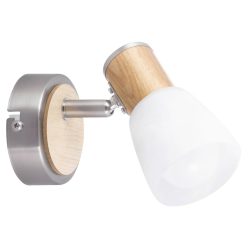 Wandleuchte, Gavin 6486, 1 x E14, Chrom + Holz + Weiß