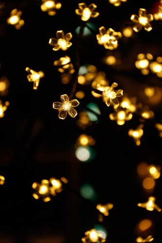 Holzdekoration mit 600 LED konstant warmem Licht, 250 cm