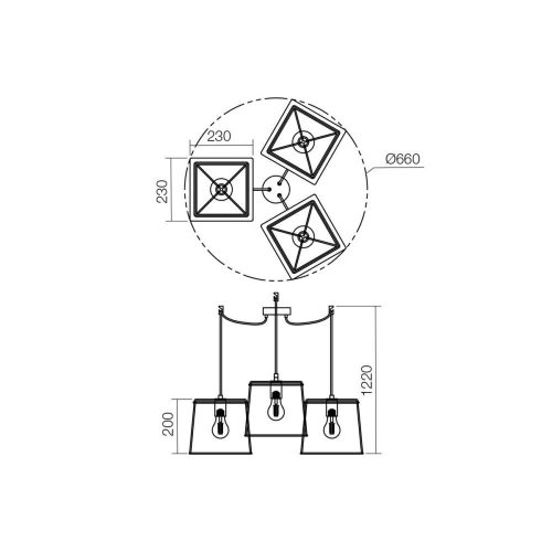 Kronleuchter Skizze 01-1265 3xE27
