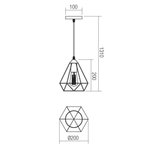 Kronleuchter, Krill 01-1388, 1 x E27, mattschwarz