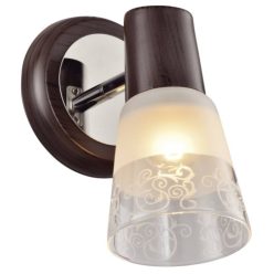   Wandleuchte Land KL 6200, 1 x E27, dunkelbraun + weiß / transparent