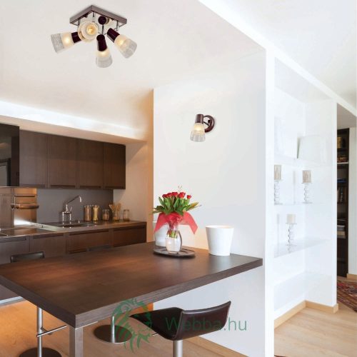 Wandleuchte Land KL 6200, 1 x E27, dunkelbraun + weiß / transparent