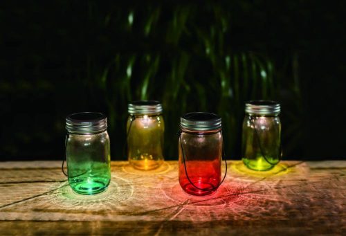 Napelemes lámpa, színes edény, 13,5 cm, HOFF 