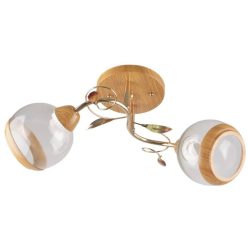   Irma LY-3290 mennyezeti lámpatest, 2 x E27, természetes fa + arany