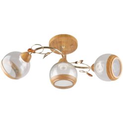   Irma LY-3291 mennyezeti lámpatest, 3 x E27, természetes fa + arany