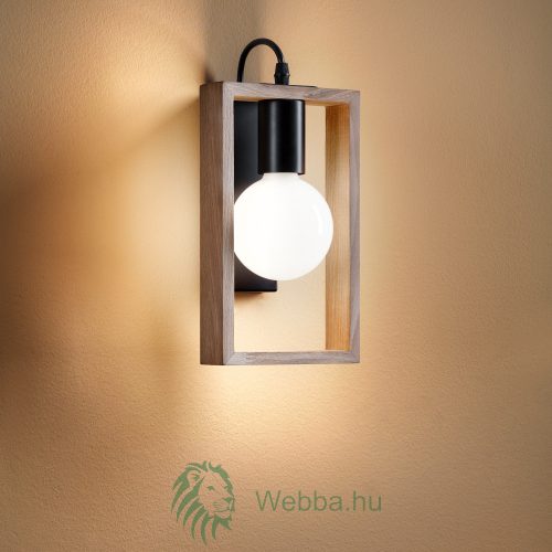 Wandleuchte, Timber 01-1663, 1 x E27, mattschwarz + Buche natur