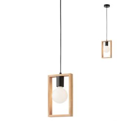   Kronleuchter, Holz 01-1664, 1 x E27, mattschwarz und Buche natur