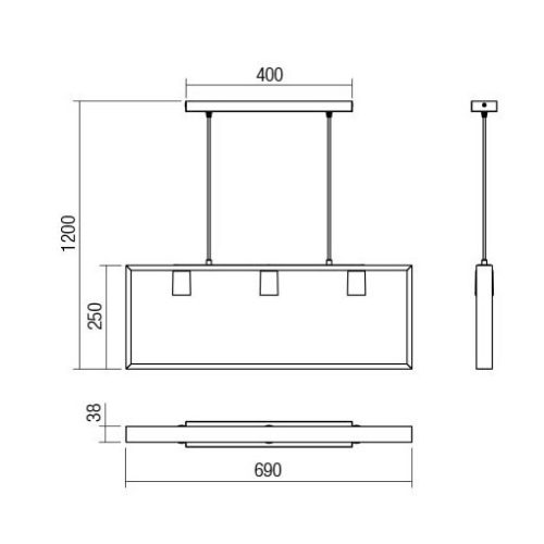 Kronleuchter, Holz 01-1665, 3 x E27, mattschwarz und Buche natur