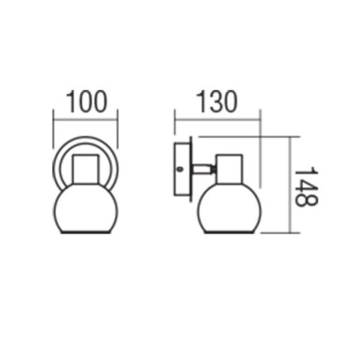 Wandleuchte, Magis 04-479, 1 x E14, Chrom + mattschwarzes Material