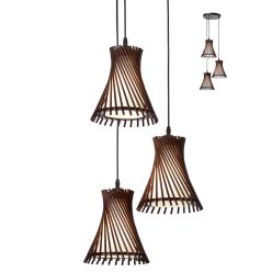 Kronleuchter, Shanghai 01-1596, 3 x E27, schwarz + Wengeholz