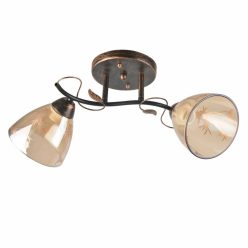   Mennyezeti lámpa, Klausen Jody LY-3352, 2 x E27, antik bronz + bézs