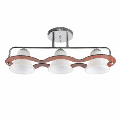   Mennyezeti lámpa, Mina LY-3362, 3 x E27, ezüst + barna + fehér