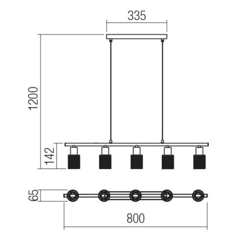 Kronleuchter, Vertigo 04-509, 5 x E14, Chrom + Weiß
