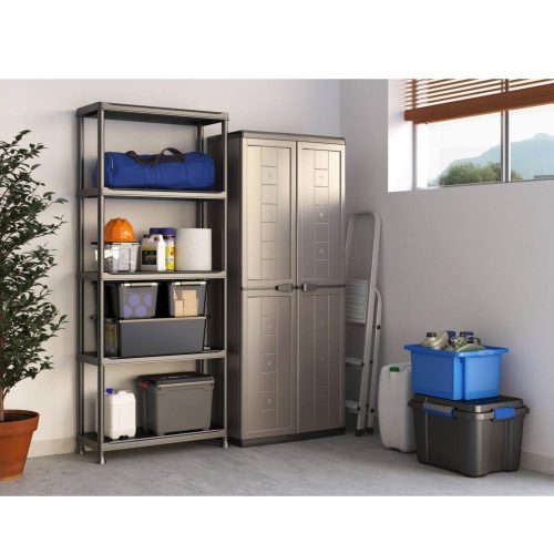 Kunststoffablage schwarz 75 x 32 x 177 cm