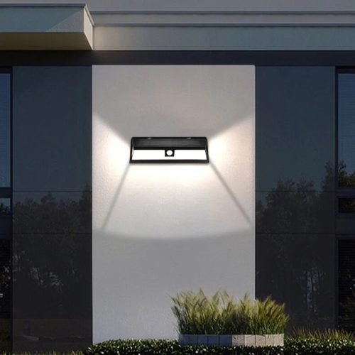 Fali lámpa, 5W, 360lm, hidegfény, mozgásérzékelő, 3 világítási mód, fekete, IP65, kültérre