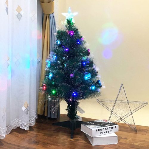 Műfenyő optikai, Hoff, 41 db színes LED-del, 90 cm