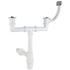   LEDER SIPHONE STYRON DOPPEL POOL 2 ABLÄUFE + 1 ÜBERLAUF (STY-539-5)