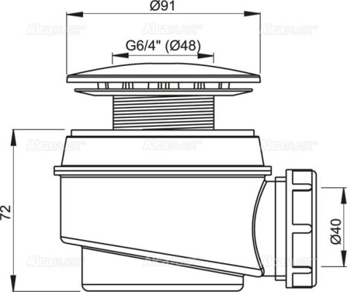 ALCA DUSCHWANNE SIPHON CHROM A47CR / 60