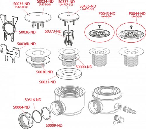 ALCA DUSCHWANNE SIPHON CHROM A47CR / 60
