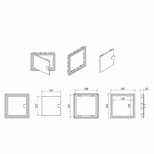 Badewannentür, TE-MA, weiß, 15 x 15 cm