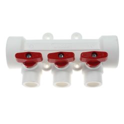 PPR elosztó, 3 utas 20 mm, piros