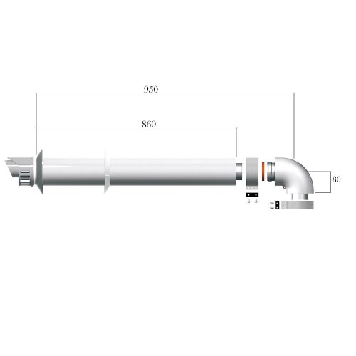 Ariston 60/100 Alu vízszintes parapet szet kondenzációs kazánhoz.