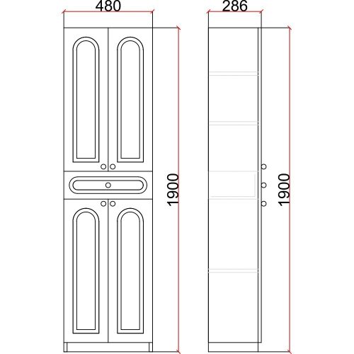 Álló fürdőszoba szekrény, Martplast, fehér, 190 x 48 cm