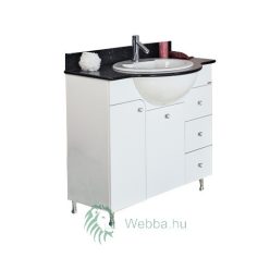   Fürdőszobai bútor mosdókagylóhoz, Arthema, fiókokkal, ajtóval és szennyeskosárral, fehér, 98 x 38 x 84 cm