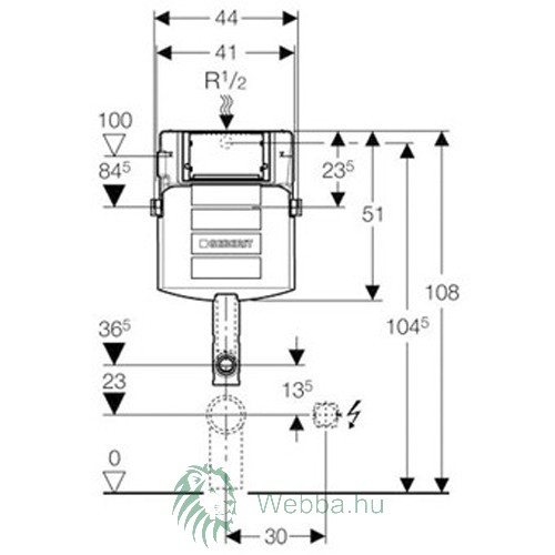 Wc tartály Beépithető 7,5L  Geberit