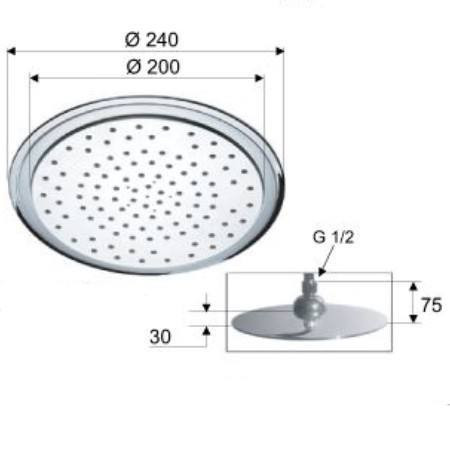 Fester Duschkopf Remer Luna 356LUX