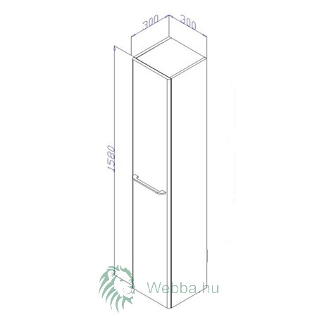 Függesztett fürdőszoba szekrény, Arthema Porto 405 - A2, 1 ajtós, fehér, 30 x 158 x 30 cm
