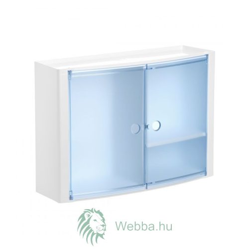 Függesztett fürdőszoba szekrény Romtatay S4480200, polipropilén, fehér + kék, 2 ajtós, 46 x 13 x 32 cm