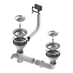   Siphon für Küchenspüle, mit 2 Spülbecken, Niveauunterschied