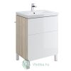 Fürdőszobai bútor mosdókagylóhoz, Cersanit Smart, fiókokkal, fehér / hamu, függesztett beépítés, 60 x 45 x 67 cm