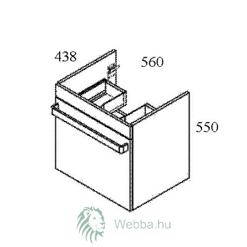 Fürdőszobai bútor mosdókagylóhoz, Arthema Revo, fiókokkal, fehér + bambusz, függesztett beépítés, 56 x 43,8 x 55 cm