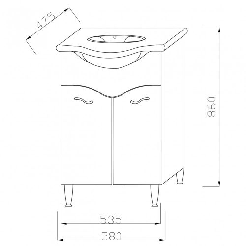 Badezimmerschrank + Waschbecken 56x42,5x86cm