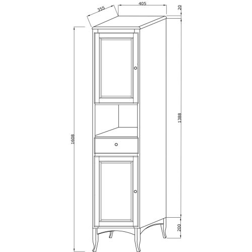 Badezimmerschrank, Savini Due Diana 7092S, Nussbaum, links, 161 x 40,5 cm