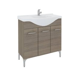   Savini Due Rubino Badezimmermöbel + Waschbecken Eiche Rauch, 87 x 88,5 x 50,5 cm