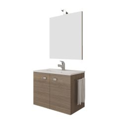   Badezimmerschrank + Waschbecken + Spiegel, Savini Due Zaffiro, Eiche, 61 x 36 x 115