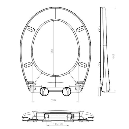 WC-Sitz, Polypropylen, Eurociere Creta 1108E, weiß, langsam schließend, 370 x 445 mm