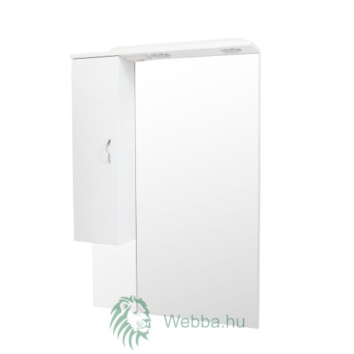 Fürdőszoba szekrény tükörrel és világítással, 1 ajtó, bal, Savini Due Rimini, fehér, 81 x 106 x 17,5 cm