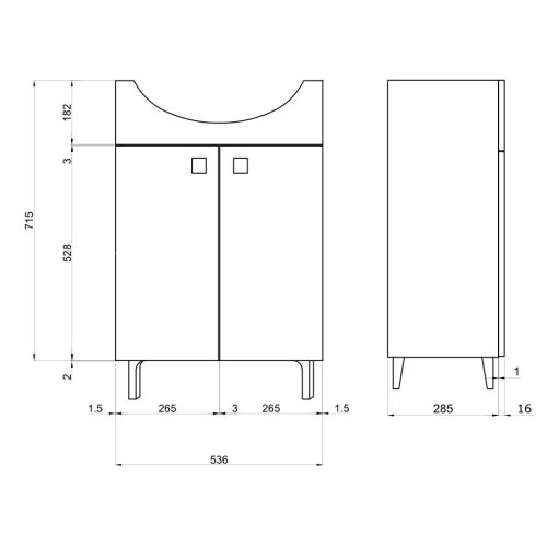 Fürdőszoba szekrény + mosdókagyló Savini Due Pratiko, fehér, 56,5 x 88,5 x 42,5 cm
