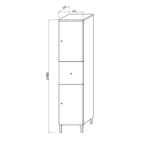 Álló fürdőszoba szekrény, Savini Due Facile, fehér, jobbra nyíló, 31,6 x 33,5 x 148 cm