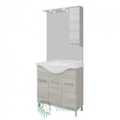   Fürdőszoba mosdó + tükör Savini Due Rubino, ajtókkal, szürke tölgy, 87 x 88,5 x 50,5 cm